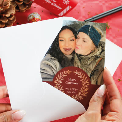 Kerstkaart met goudfolie