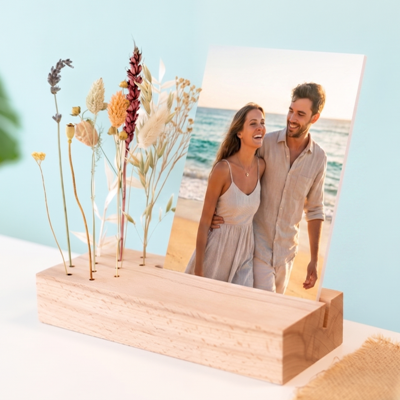 Forex luxe sur support en bois & fleurs séchées