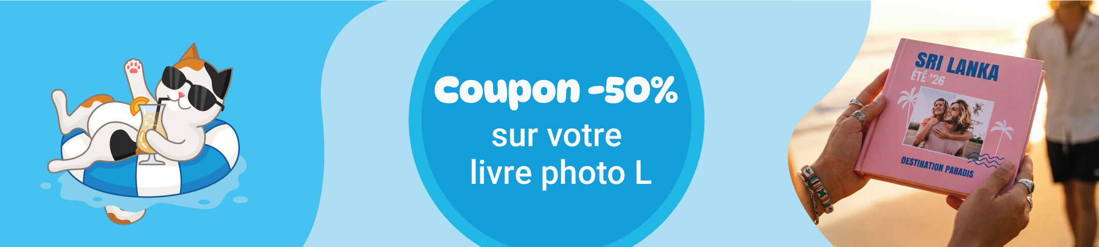 Coupon livre photo L -50%