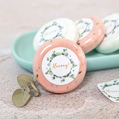 Round Bar of Soap with Sticker - set of 12