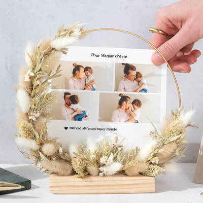 Porte-carte & fleurs séchées de fête des Grands-Mères