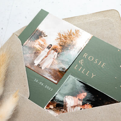Embossed foil photo cards