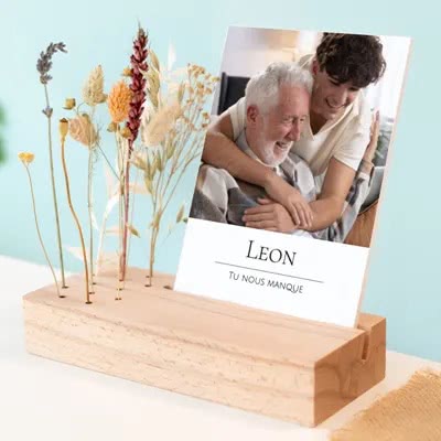 Forex luxe sur support en bois & fleurs séchées