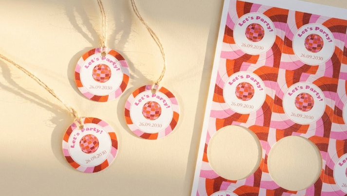 Personalise your party favours with stickers and labels